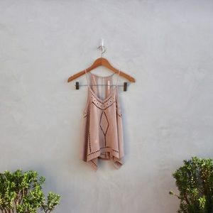 J.O.A blush/light pink suede open back top